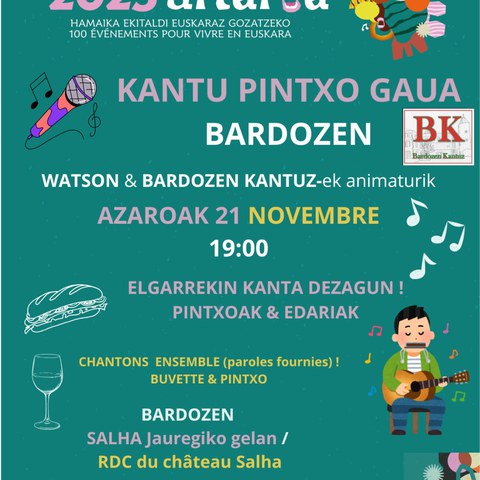 Kantu pintxo gaua Bardozen