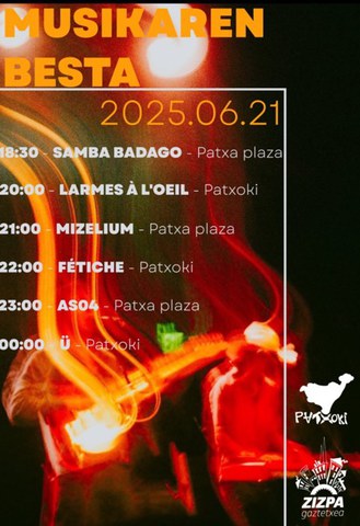 Musikaren Besta Patxa plazan eta Patxokian