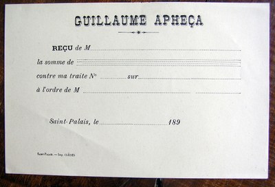 Receipt from Guillaume Apheça