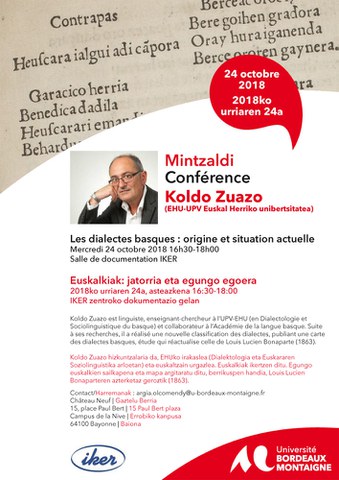 Koldo Zuazo "Euskalkiak : jatorria eta egungo egoera"