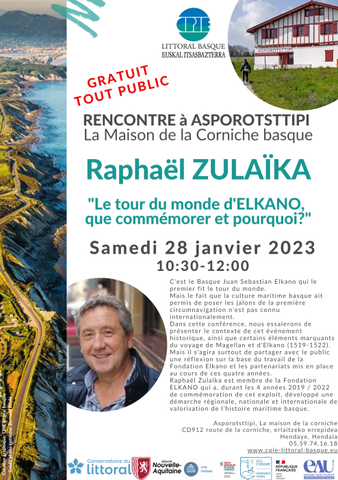 Raphaël Zulaika "Elkanoren munduko itzulia, zer ospatu eta zergatik?" Raphaël Zulaika "Elkanoren munduko itzulia, zer ospatu eta zergatik?"