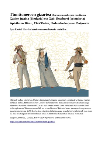 "Ttunttuneroen gizartea" liburuaren aurkezpen musikatua