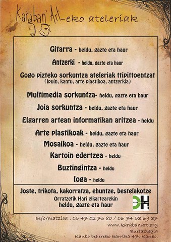 Sartzea Karaban'art-eko tailerrentzat Sartzea Karaban'art-eko tailerrentzat