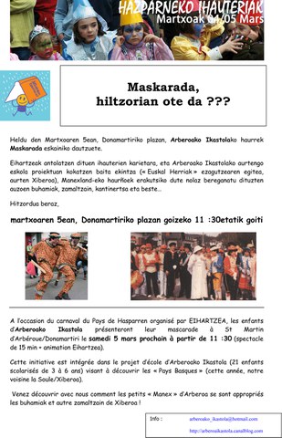 Mascarade des élèves d'Arberoako Ikastola