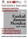 Présentation du livre "Euskaldunon Mendea 1918-2018"