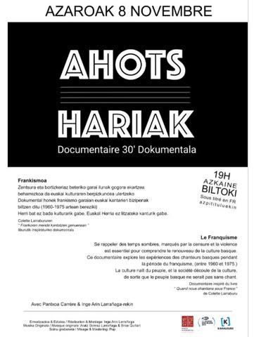 Documentaire "Ahots hariak" Documentaire "Ahots hariak"