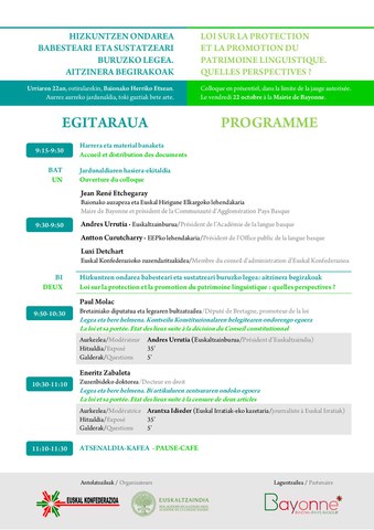 Colloque "Loi sur la protection et la promotion du patrimoine linguistique. Quelles perspectives ?" Colloque "Loi sur la protection et la promotion du patrimoine linguistique. Quelles perspectives ?"
