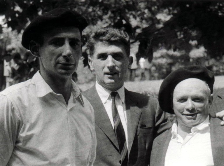 De gauche à droite, Xalbador, Michel Labéguerie et Mattin