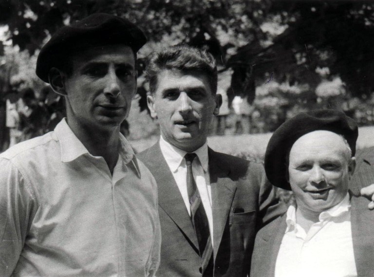 Michel Labéguerie De gauche à droite, Xalbador, Michel Labéguerie et Mattin