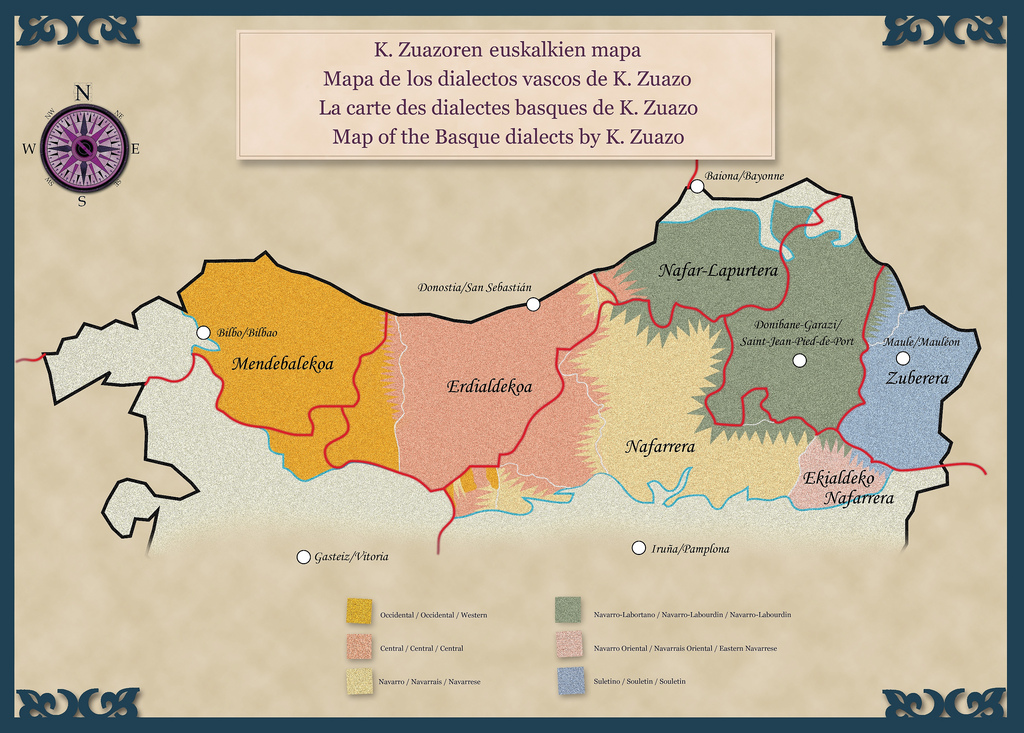 Mapa de los dialectos vascos de Koldo Zuazo