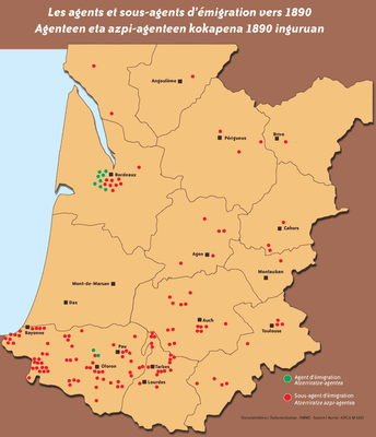 Localisation des agents et sous-agents vers 1890